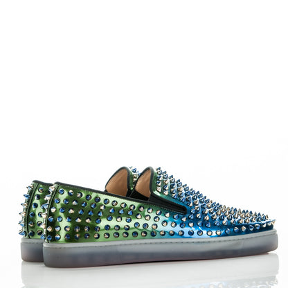 Christian Louboutin Patent Scarabe Spikes Mens Roller Boat Flats 41 Amazon Ocean 4 of 8