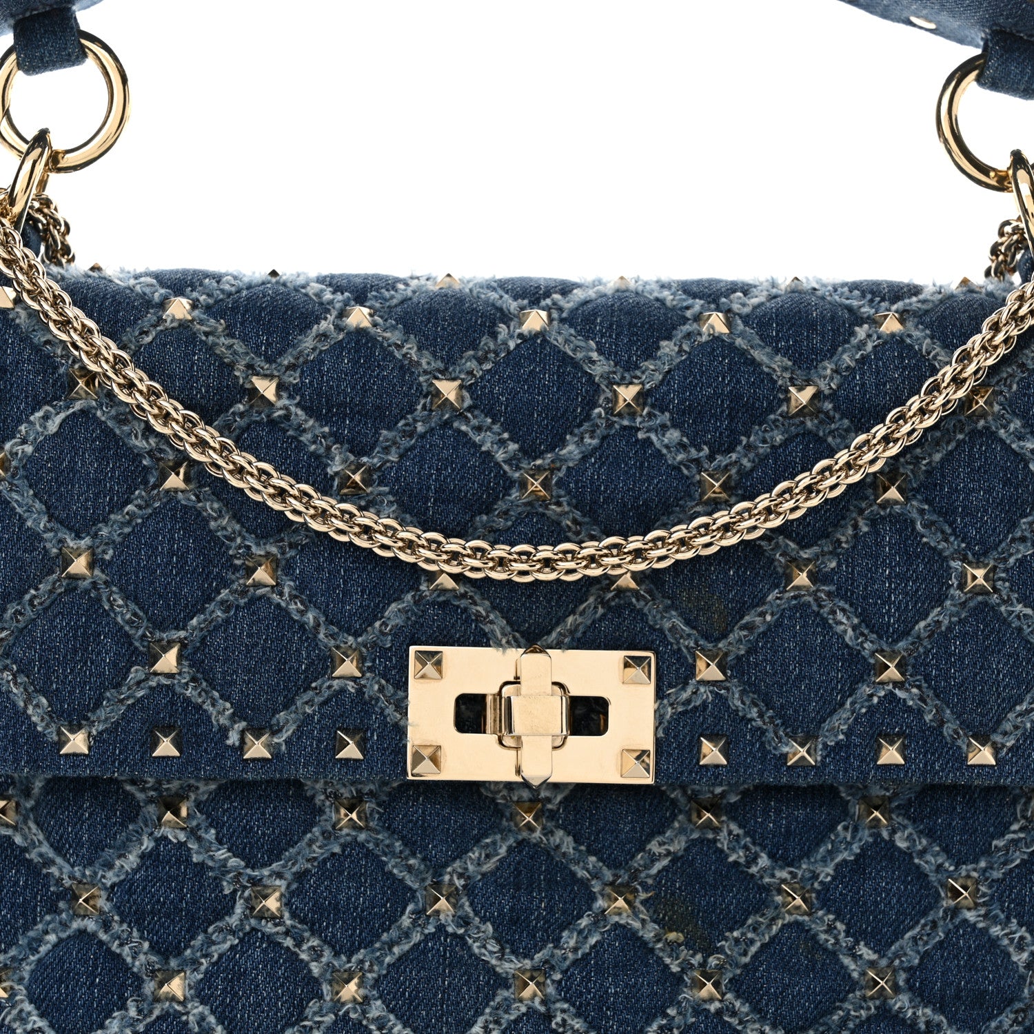 Valentino Garavani Denim Medium Rockstud Spike Shoulder Bag Denim 7 of 10