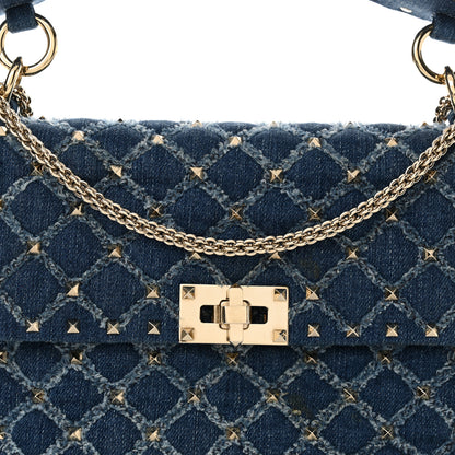 Valentino Garavani Denim Medium Rockstud Spike Shoulder Bag Denim 7 of 10