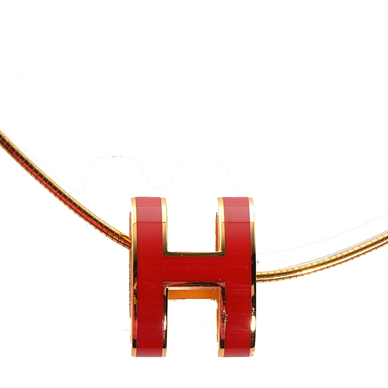 Hermes Pop H Necklace Coral Red 3 of 6