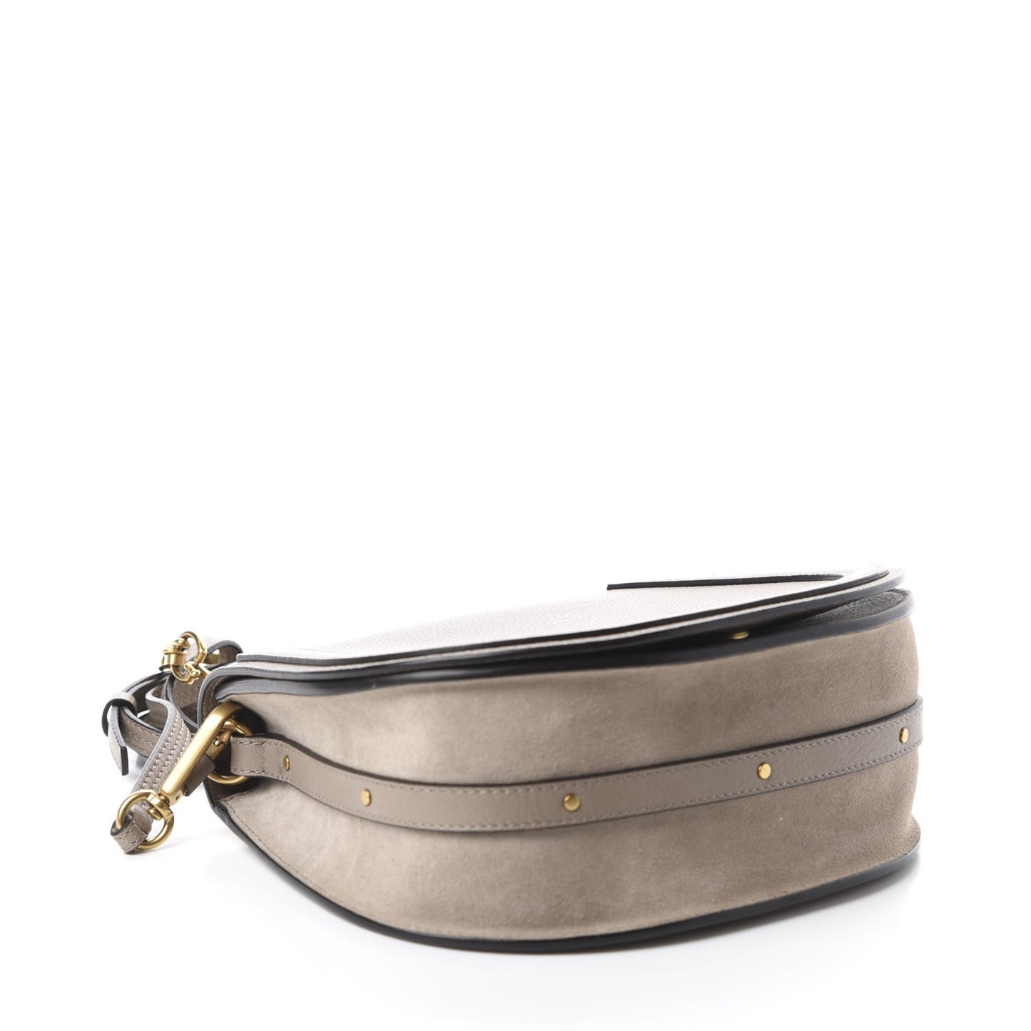 Calfskin Suede Medium Nile Bracelet Bag Motty Grey