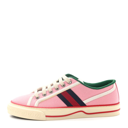 Gucci Canvas Web Womens 1977 Tennis Sneakers 37 Wild Rose Mystic White 1 of 7