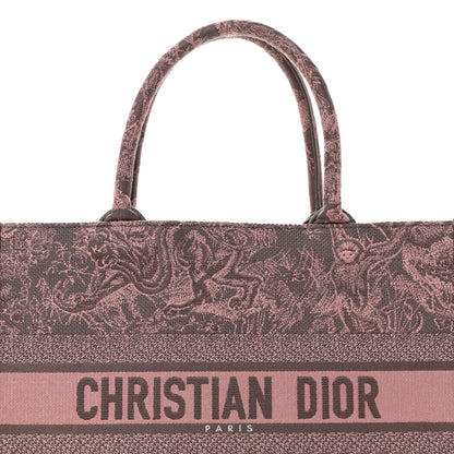 Christian Dior Canvas Embroidered Medium Dioriviera Toile De Jouy Book Tote Pink Grey 8 of 10