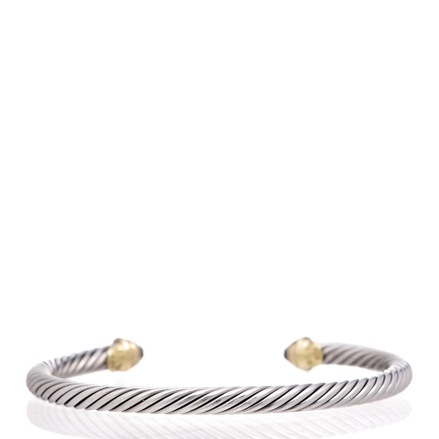 Sterling Silver 14K Yellow Gold Aquamarine 4mm Kids Cable Bracelet