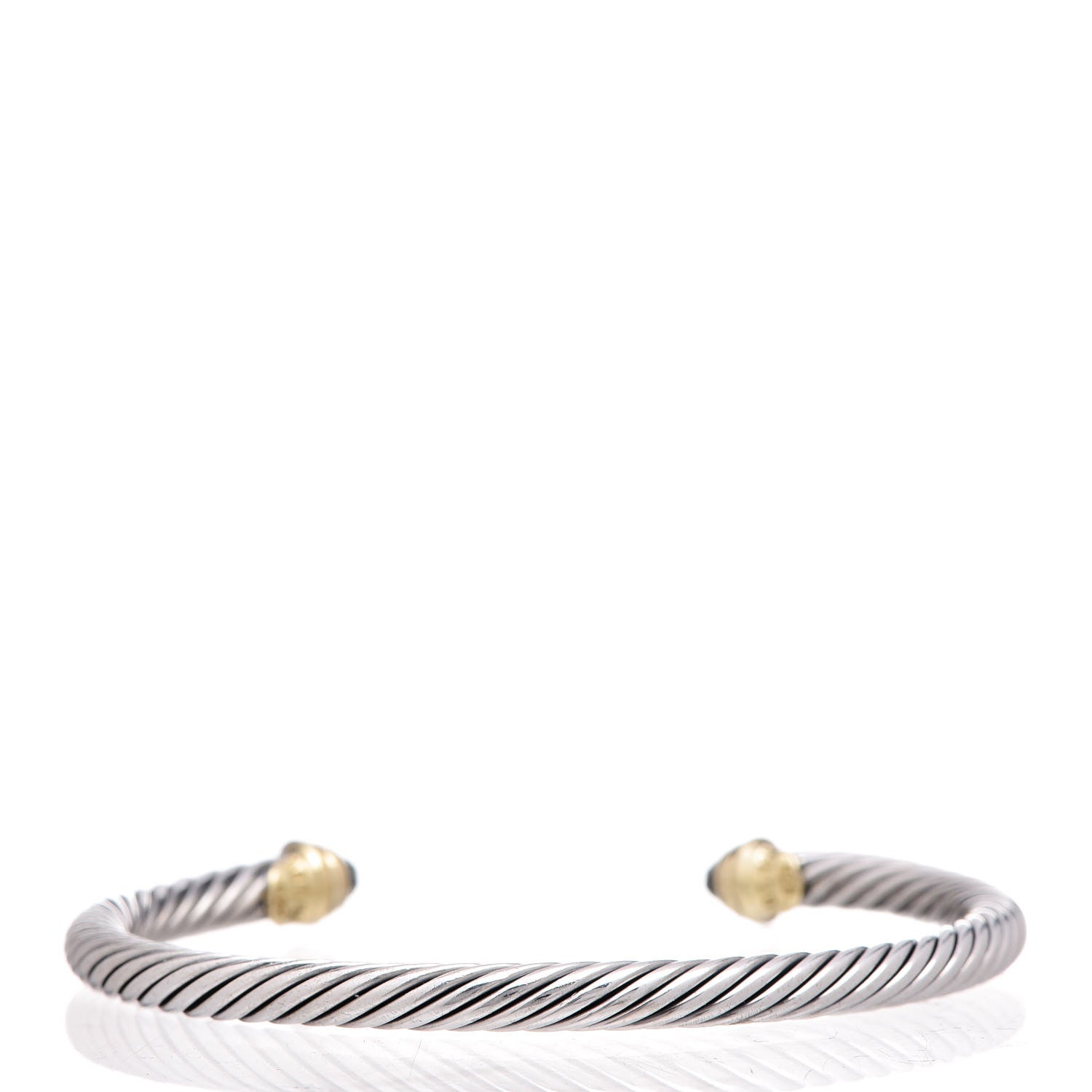 David Yurman Sterling Silver 14K Yellow Gold Aquamarine 4mm Kids Cable Bracelet 3 of 5