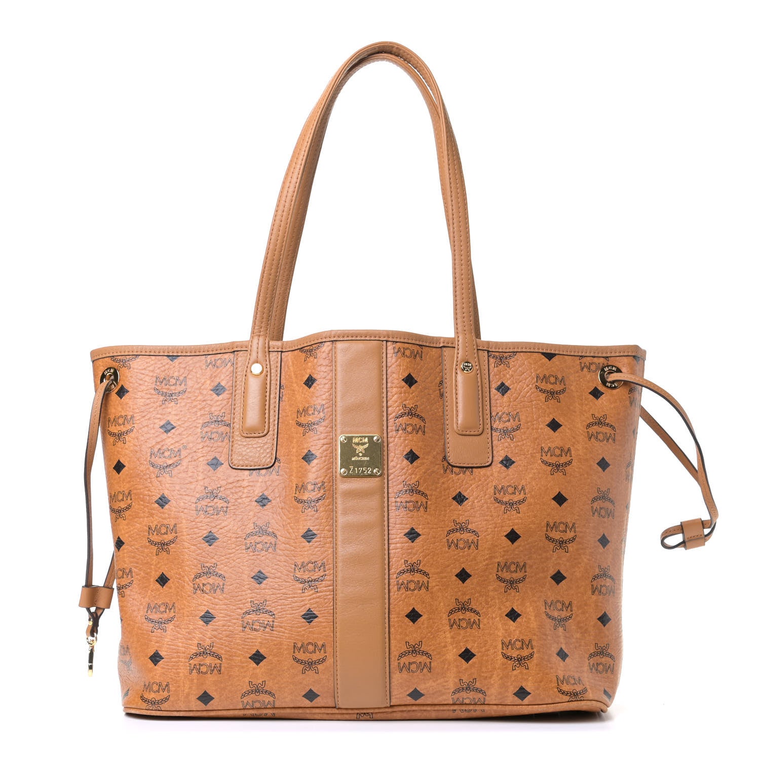 MCM Visetos Medium Liz Reversible Shopper Tote Cognac 1 of 6