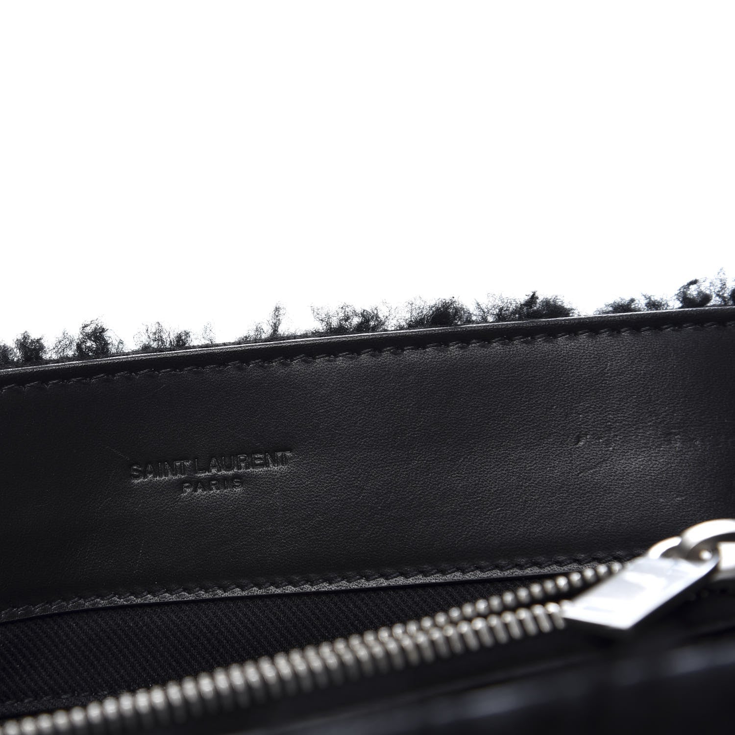 Saint Laurent Shearling Medium Loulou Shoulder Bag Black 9 of 13
