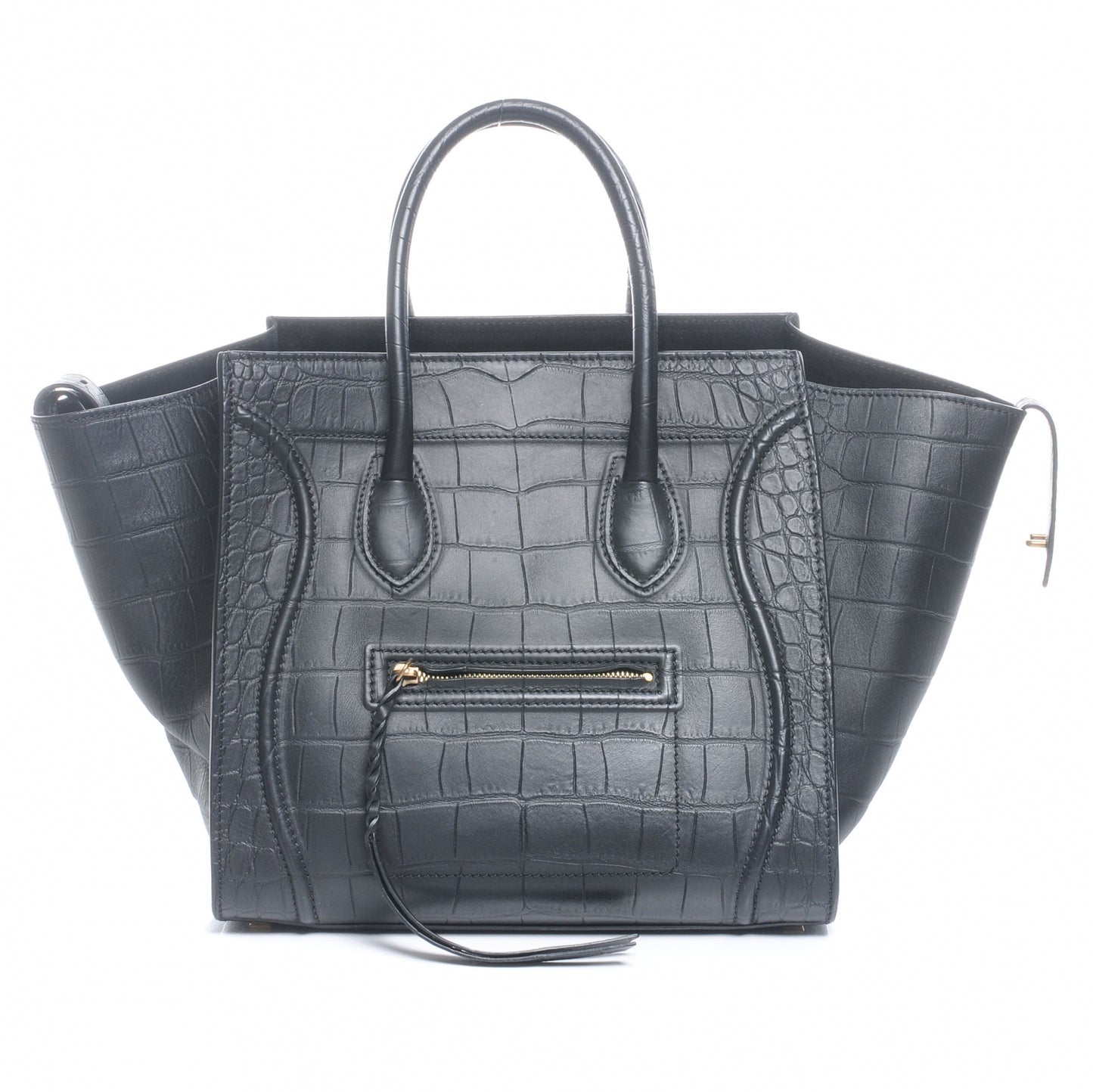 Crocodile Embossed Small Phantom Luggage Black