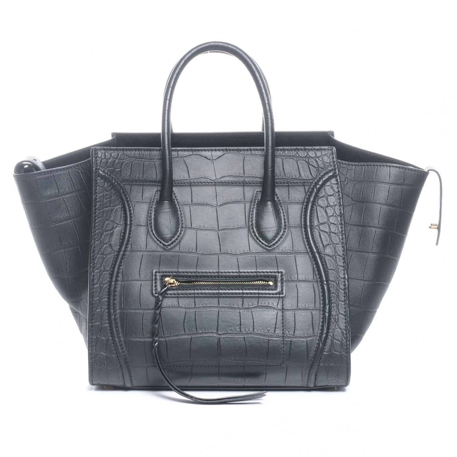 Celine Crocodile Embossed Small Phantom Luggage Black 1 of 7