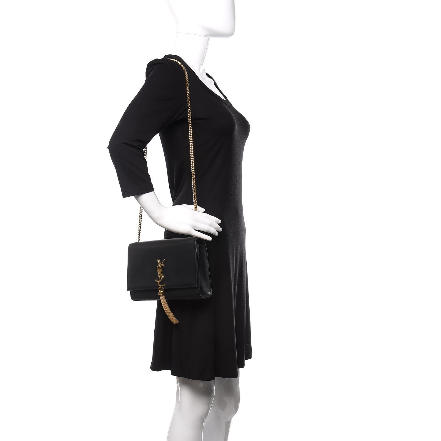 Saint Laurent Smooth Calfskin Medium Classic Monogram Kate Tassel Satchel Black 2 of 14