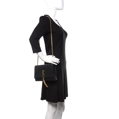 Saint Laurent Smooth Calfskin Medium Classic Monogram Kate Tassel Satchel Black 2 of 14
