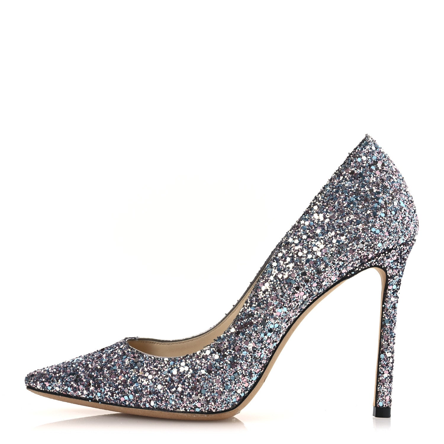 Jimmy Choo Coarse Glitter Degrade Pointy Toe Romy 100 Pumps 40 Bubblegum Multicolor 1 of 36