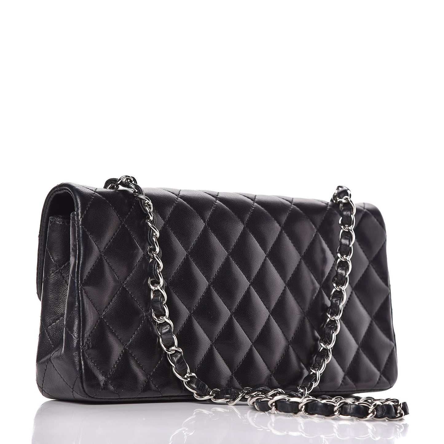 Lambskin Quilted East West Flap Black