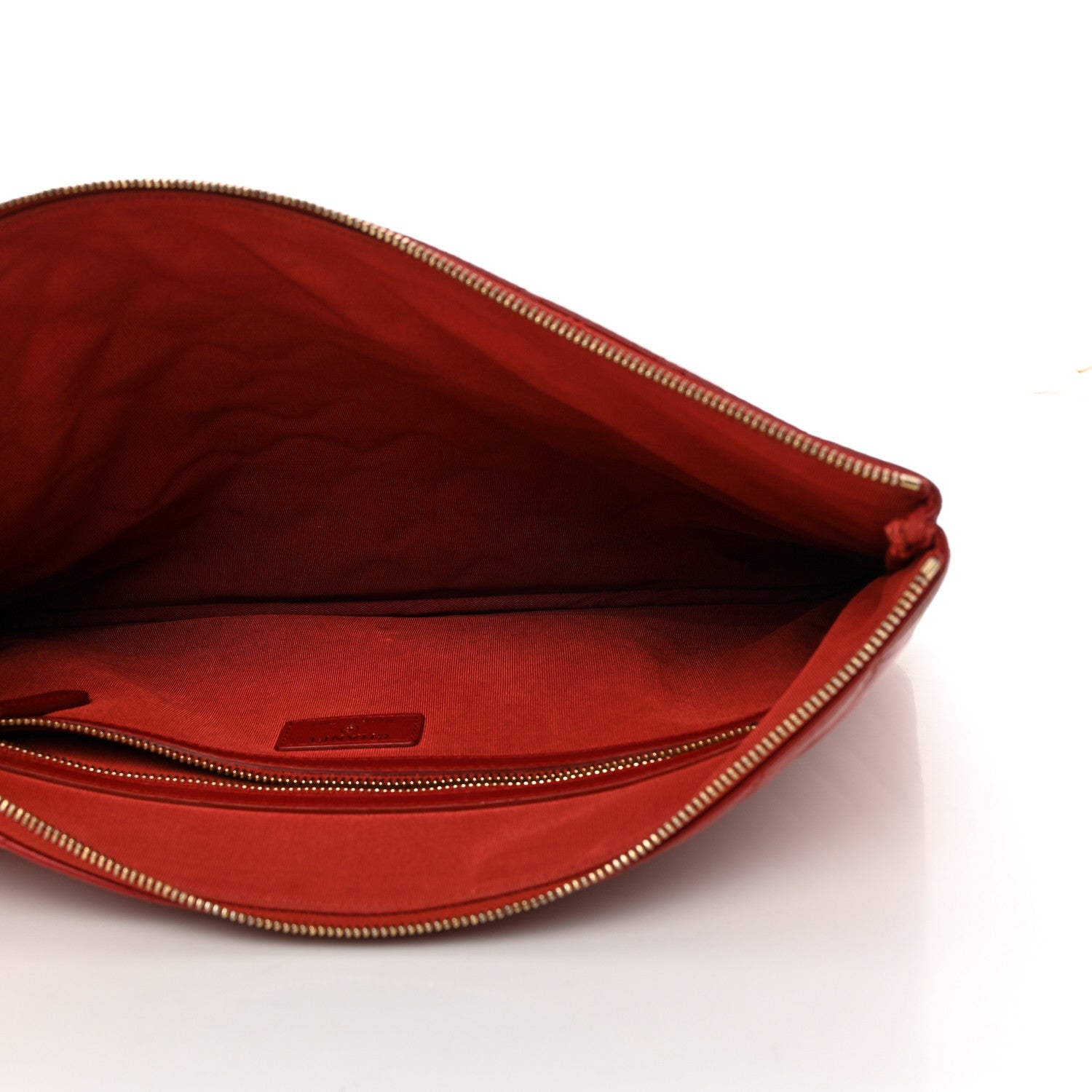Chanel Lambskin Quilted Large Cosmetic Case Red 5 of 7