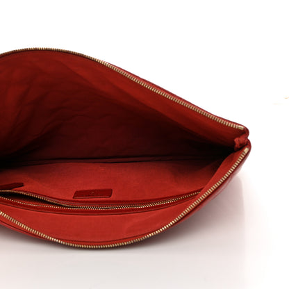 Chanel Lambskin Quilted Large Cosmetic Case Red 5 of 7
