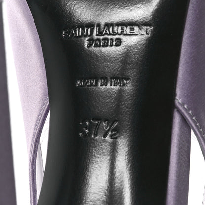 Saint Laurent Crepe Satin Mae Feathered Sandals Slight 37.5 Poly Grey 7 of 9