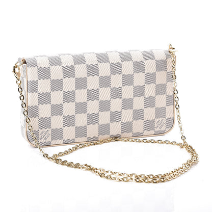 Louis Vuitton Damier Azur Pochette Felicie Chain Wallet Rose Ballerine 3 of 10