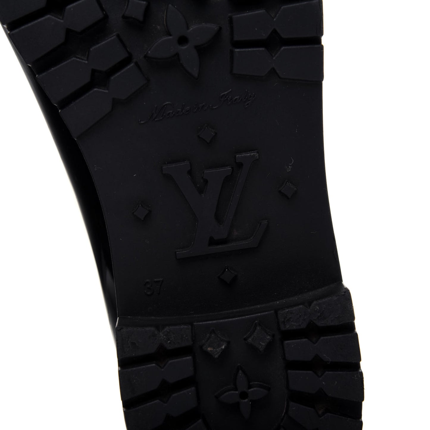 Rubber Embossed Monogram Splash Rain Boots 37 Black