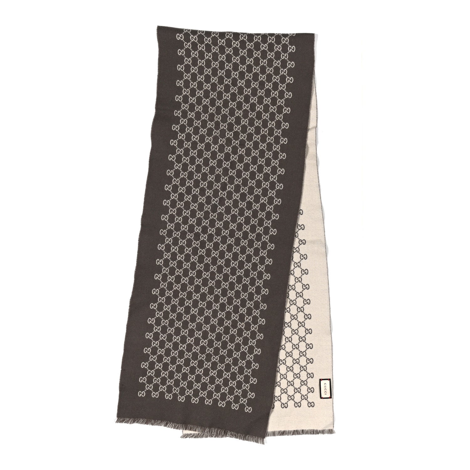 Gucci Wool GG Monogram Scarf Brown 2 of 6