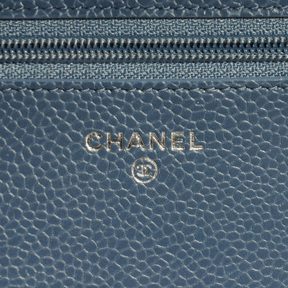 Chanel Caviar Quilted Wallet on Chain WOC Blue 7 of 7