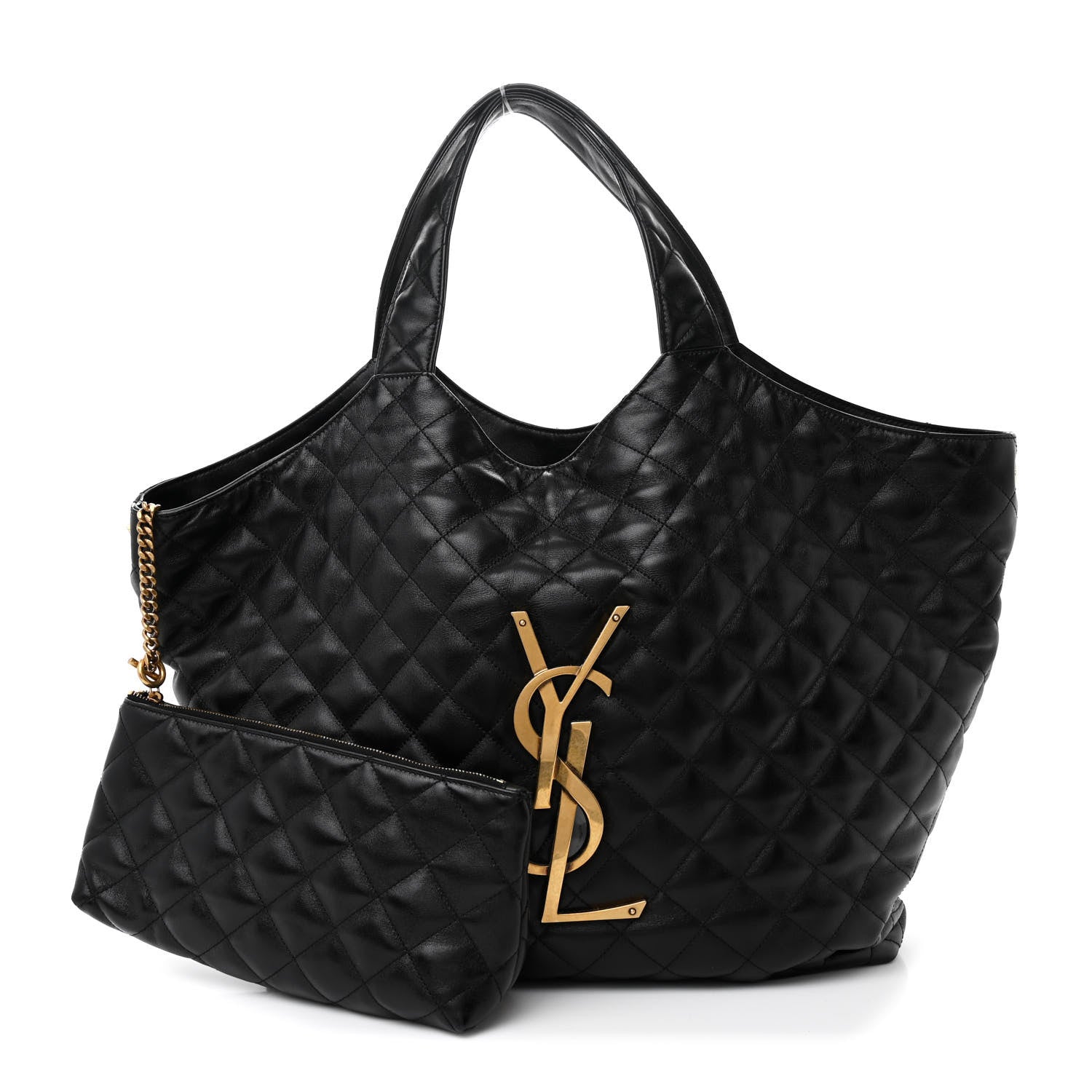 Saint Laurent Lambskin Quilted Maxi Icare Shopping Tote Black 3 of 12