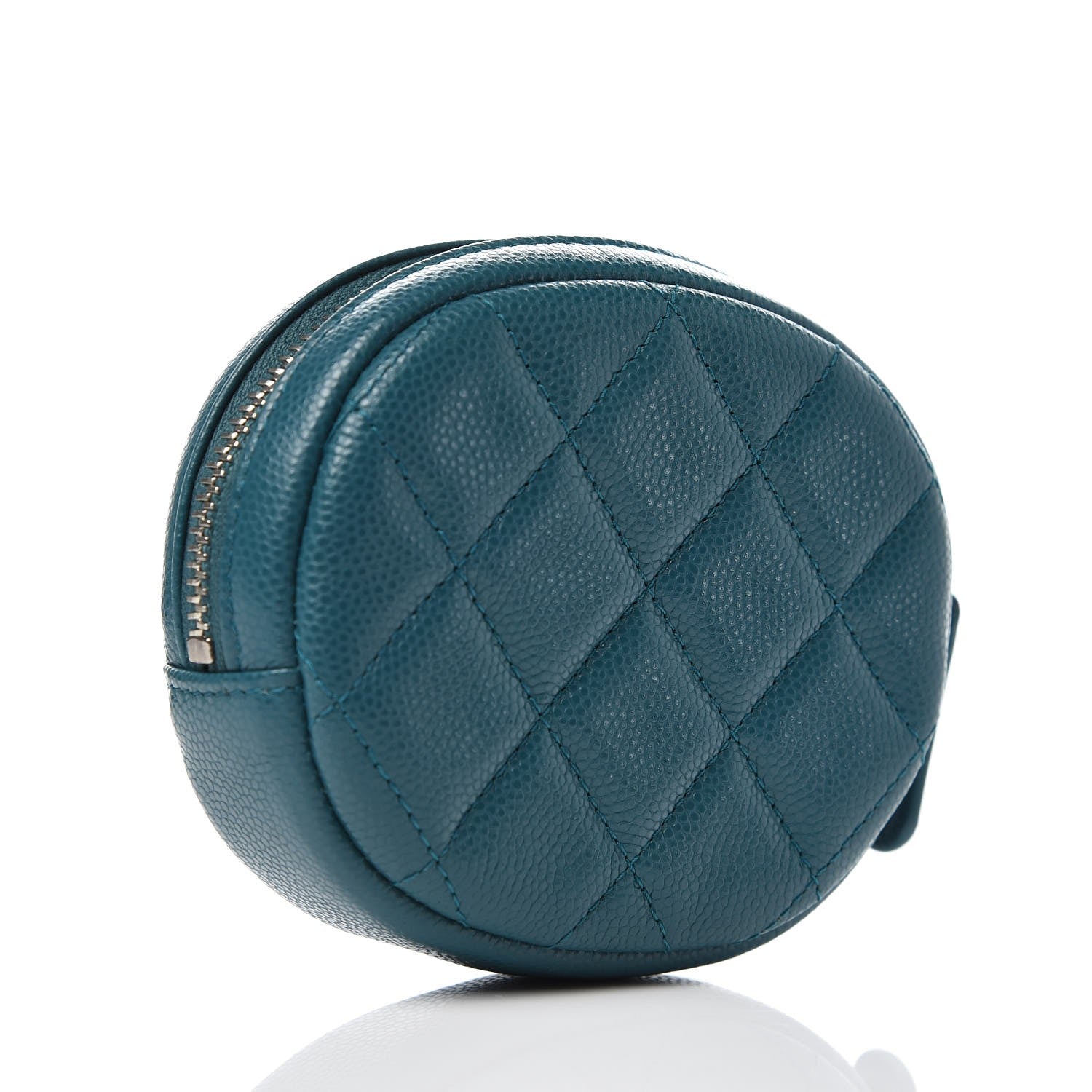 Chanel Caviar Quilted Zip Around Classic Coin Purse Dark Turquoise 3 of 8