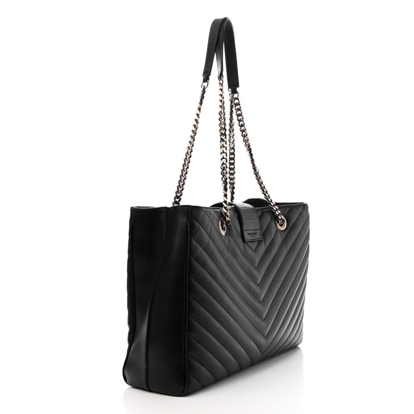 Grain De Poudre Matelasse Chevron Monogram Shopping Bag Black