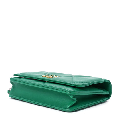 Chanel Shiny Lambskin Quilted Chanel 19 Wallet On Chain WOC Green 10 of 12
