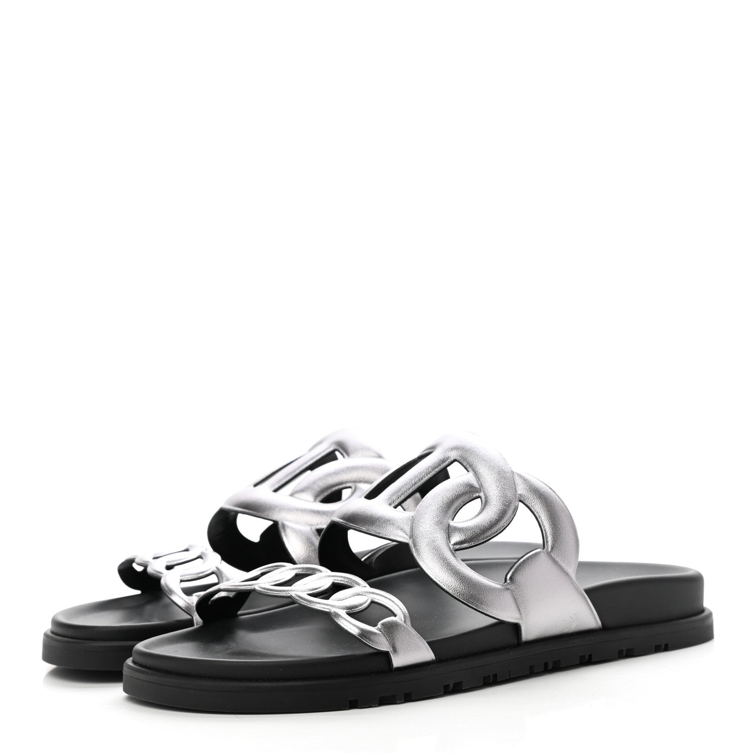 Hermes Nappa Extra Sandals 38 Gris Argent 3 of 9