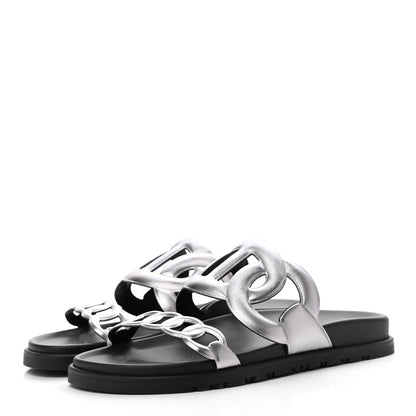 Hermes Nappa Extra Sandals 38 Gris Argent 3 of 9