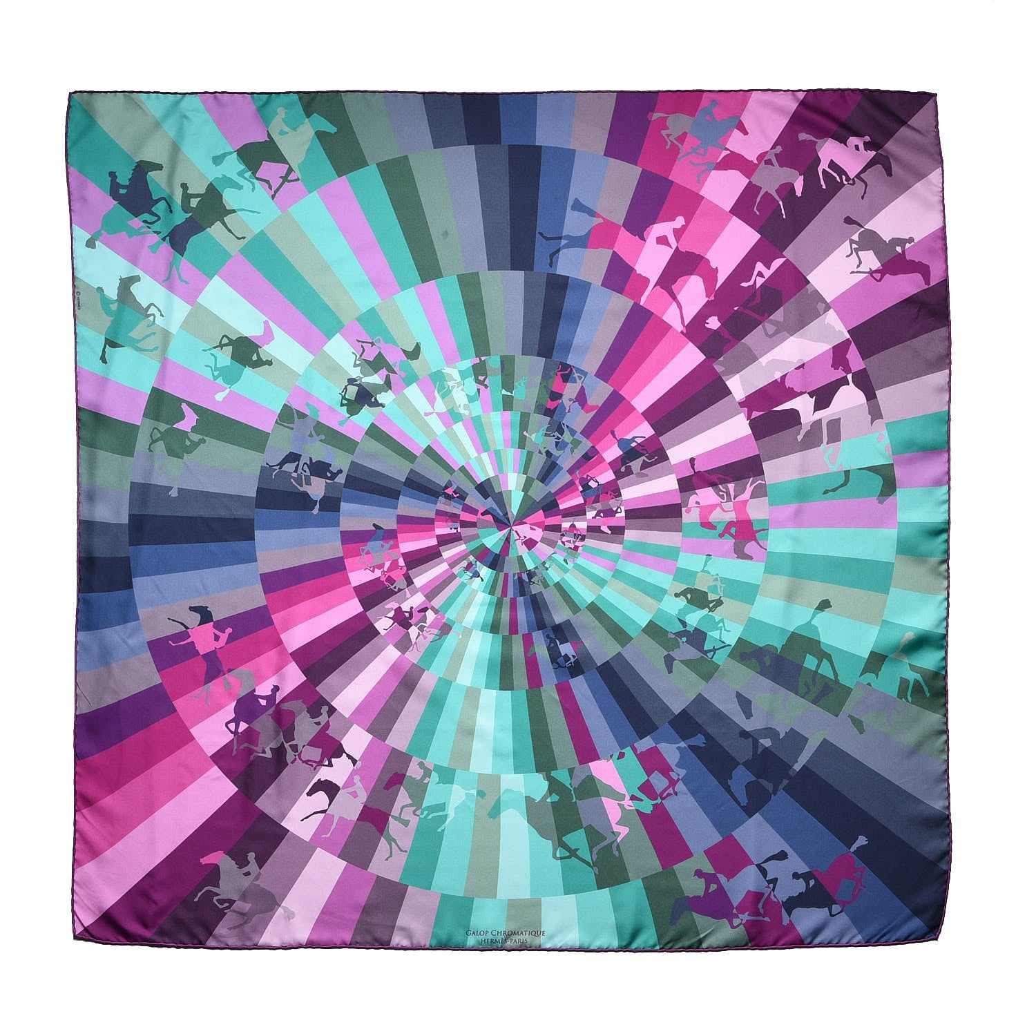 Hermes Silk Galop Chromatique Scarf 90 Fuchsia Turquoise Bleu 1 of 7