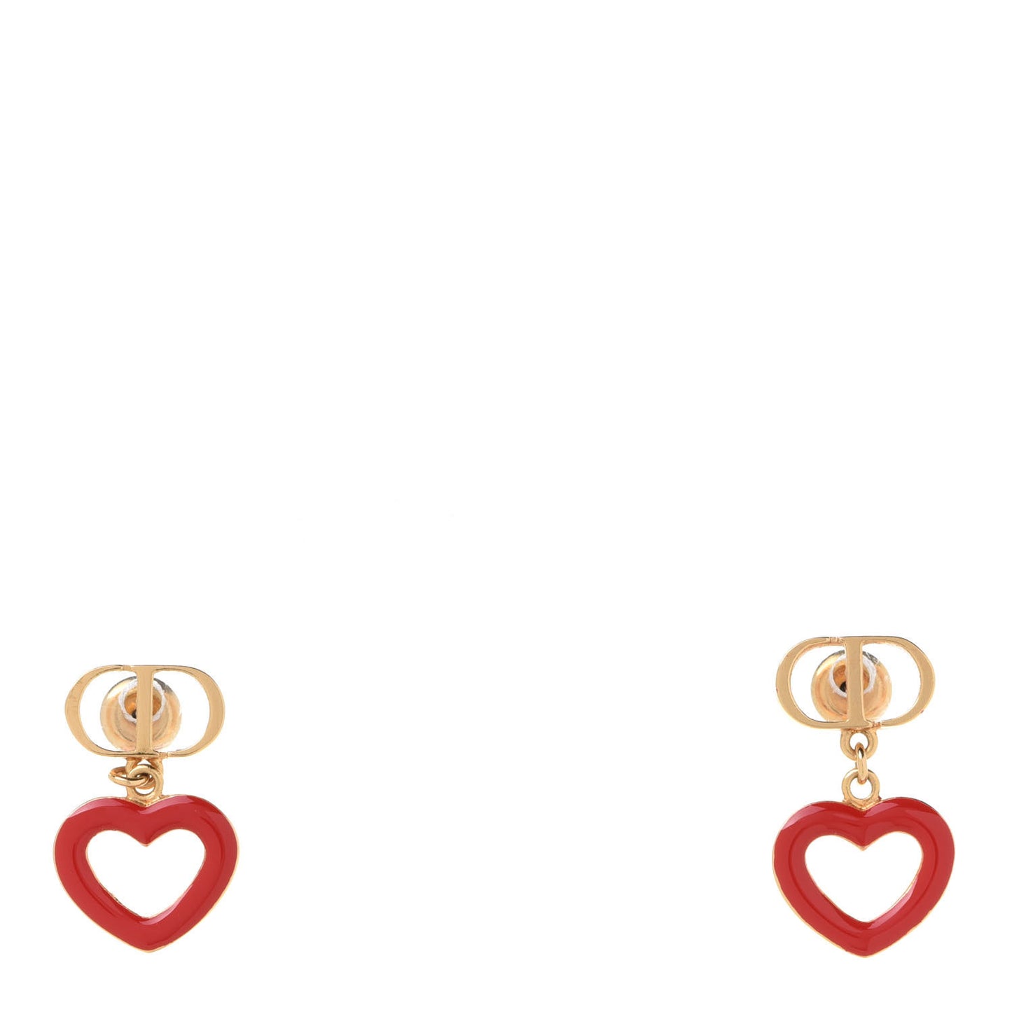 CD Dioramour Heart Earrings Gold Red
