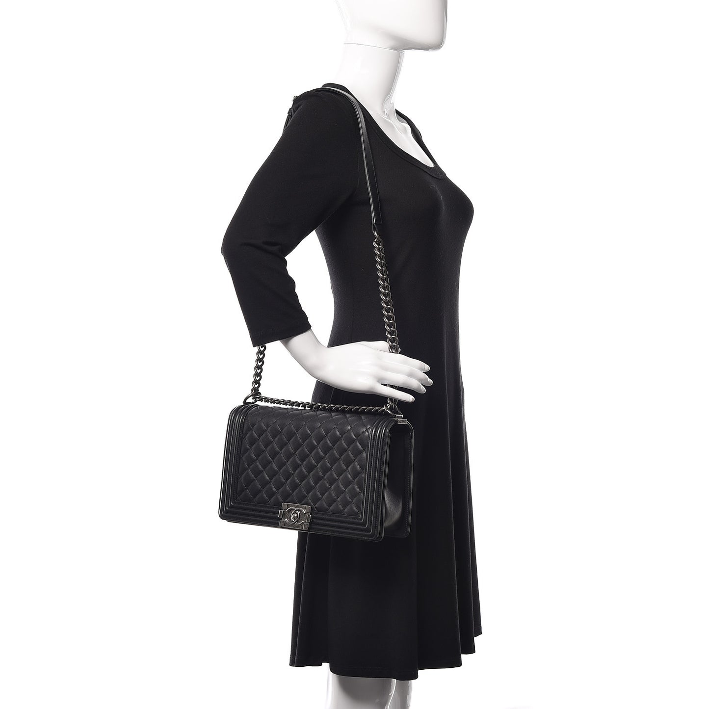 Calfskin Quilted New Medium Boy Flap Black