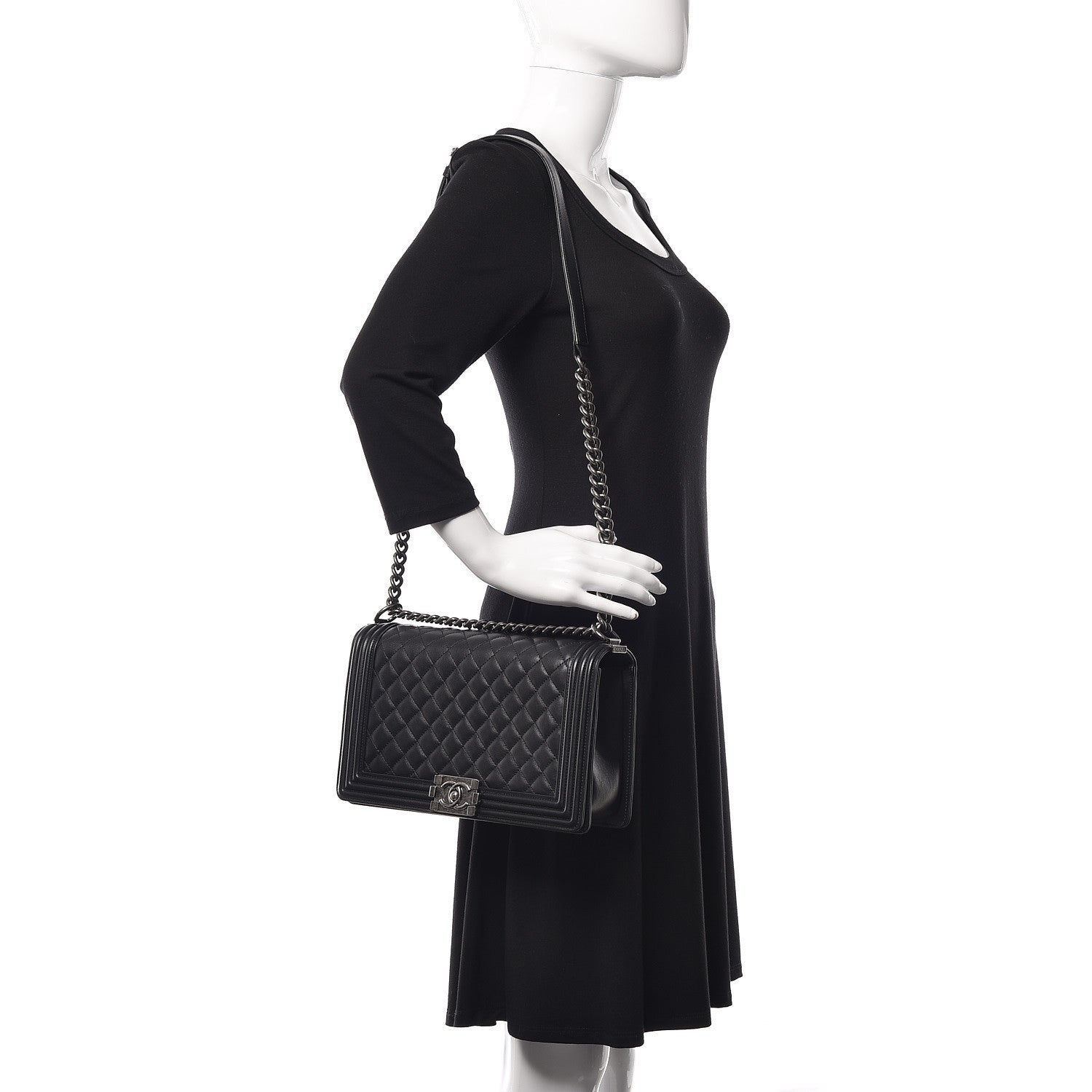 Chanel Calfskin Quilted New Medium Boy Flap Black 2 of 10