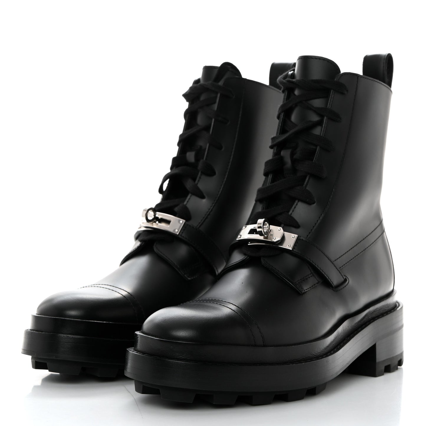 Glossed Calfskin Funk Ankle Boots 35 Black