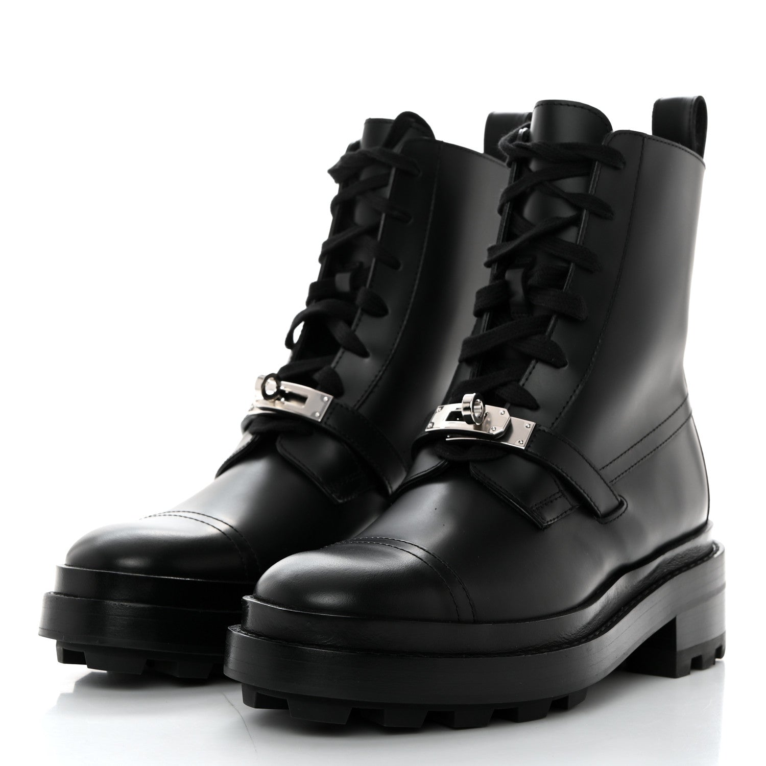 Hermes Glossed Calfskin Funk Ankle Boots 35 Black 3 of 9
