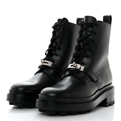 Hermes Glossed Calfskin Funk Ankle Boots 35 Black 3 of 9