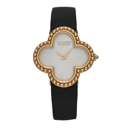 Van Cleef & Arpels 18K Yellow Gold Satin Mother of Pearl 26mm Alhambra Quartz Watch 1 of 5