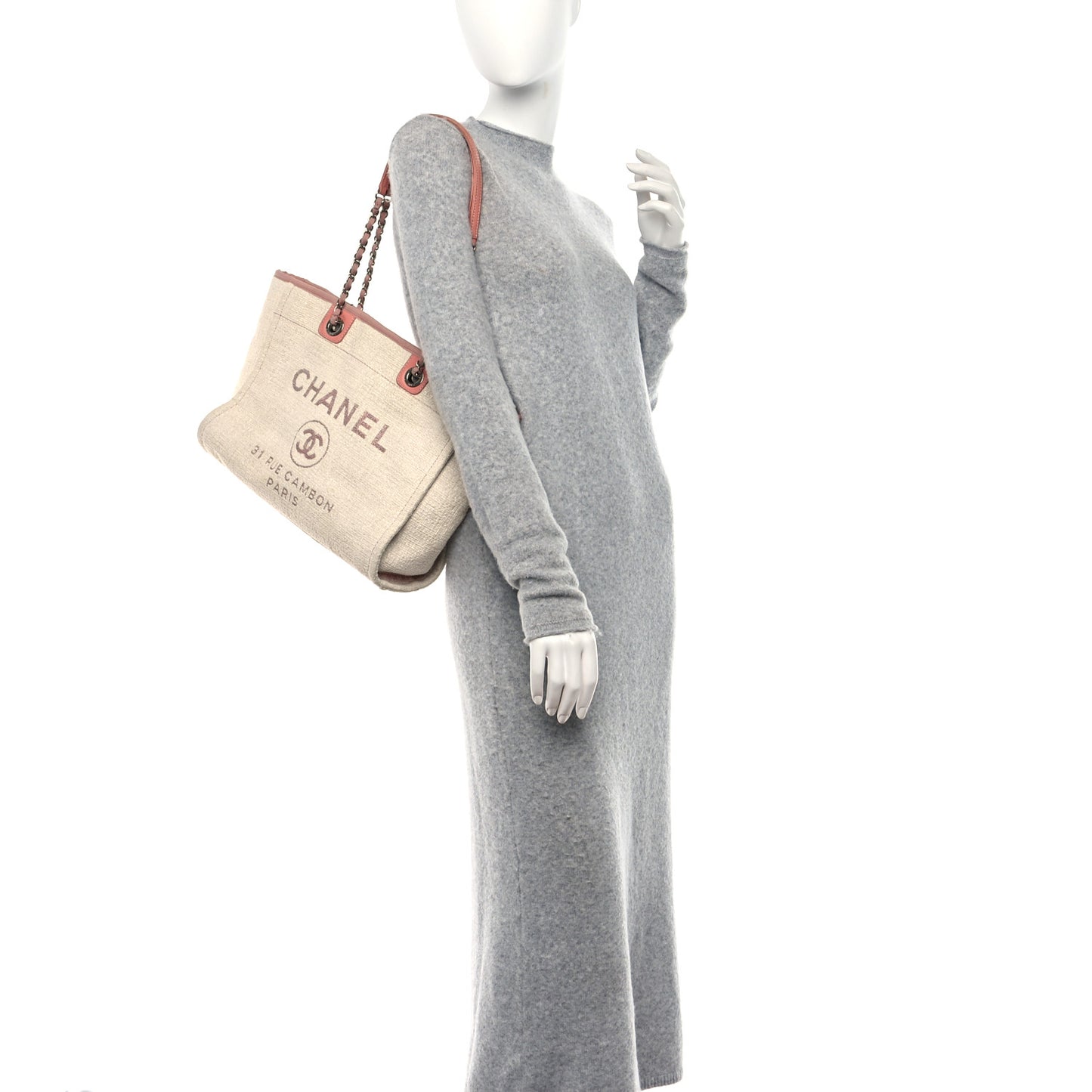 Woven Straw Raffia Small Deauville Tote Pink