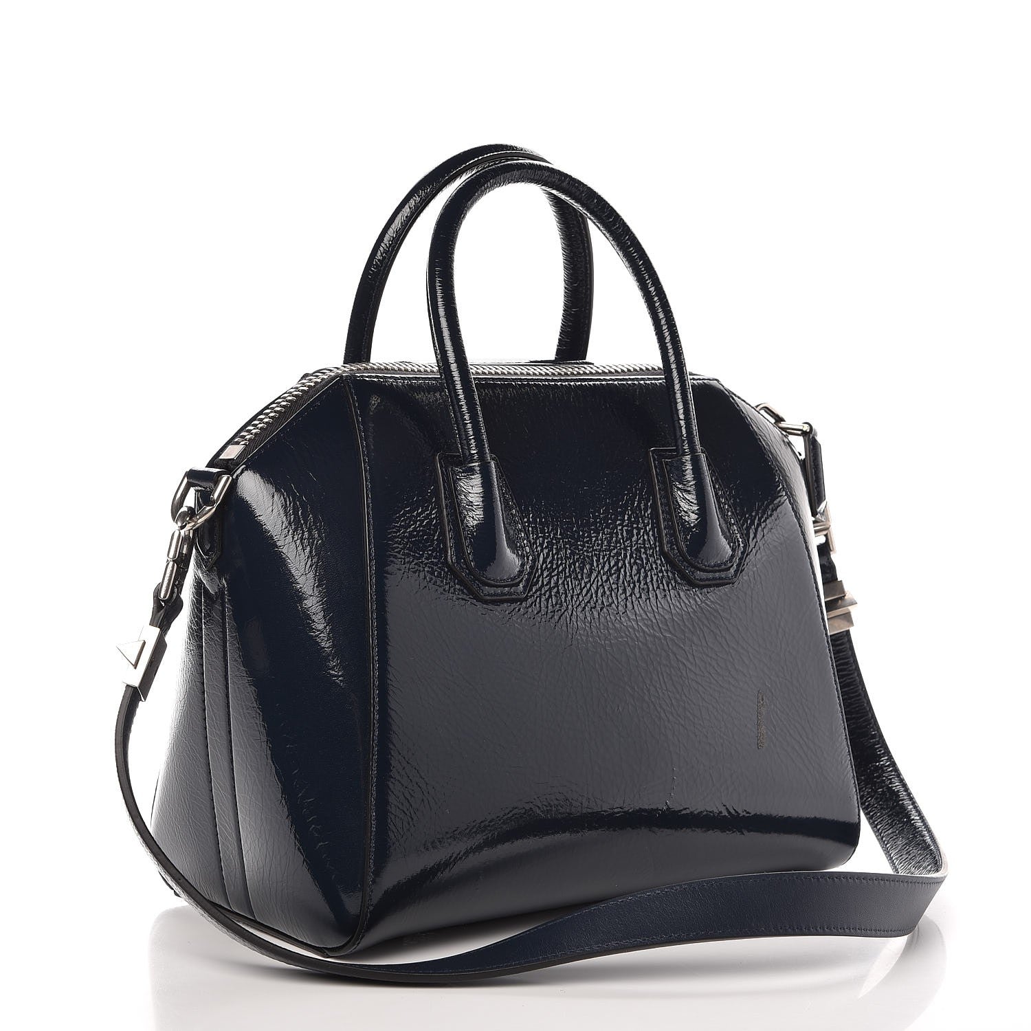 Givenchy Crinkled Patent Deerskin Small Antigona Deep Blue 3 of 9
