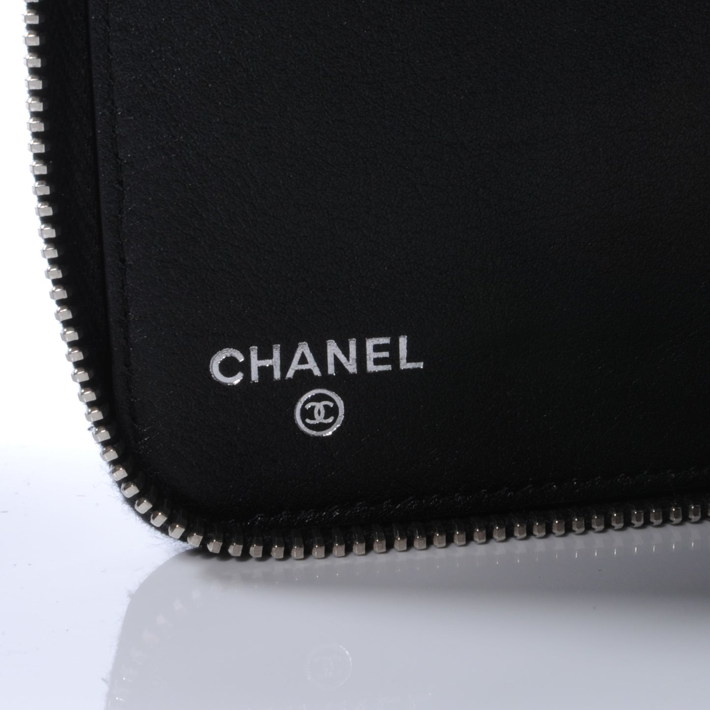 Patent Quilted Large Zip Around Wallet Black