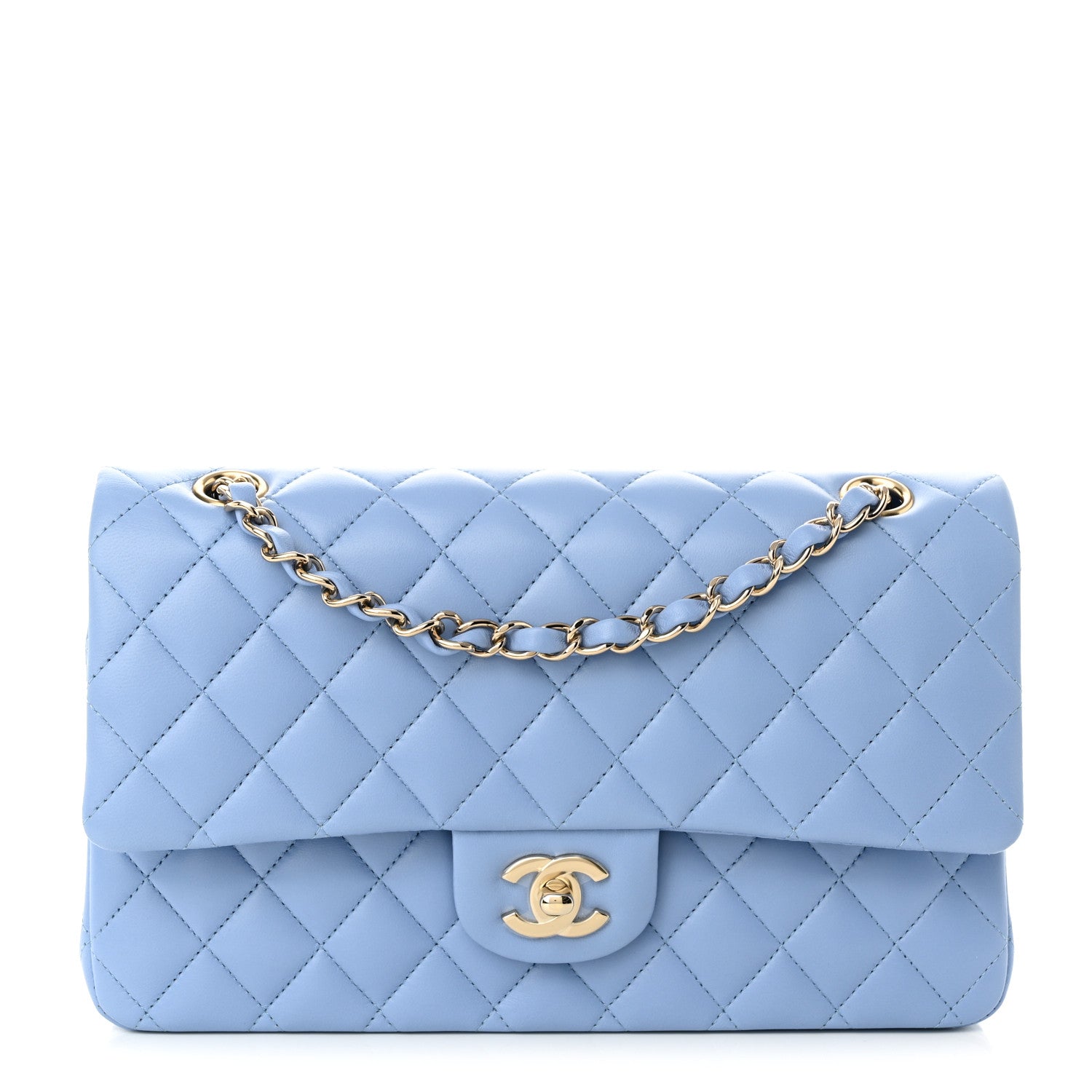 Chanel Lambskin Quilted Medium Double Flap Light Blue 1 of 11