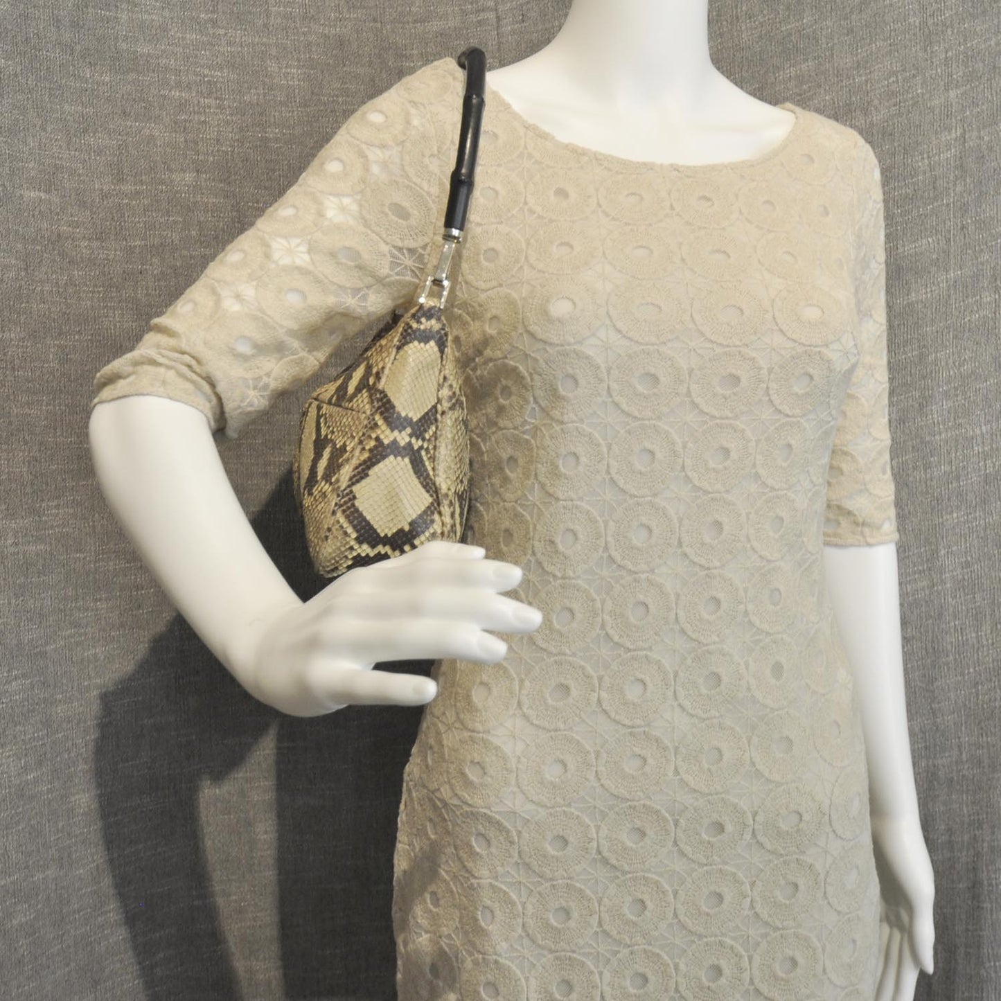 Python Bamboo Handle Shoulder Bag