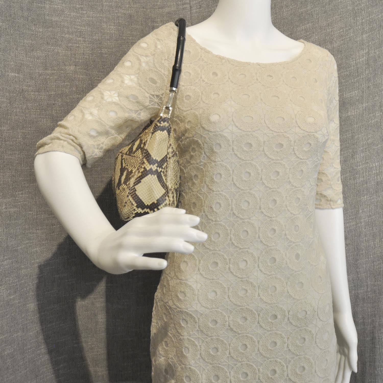 Gucci Python Bamboo Handle Shoulder Bag 2 of 9