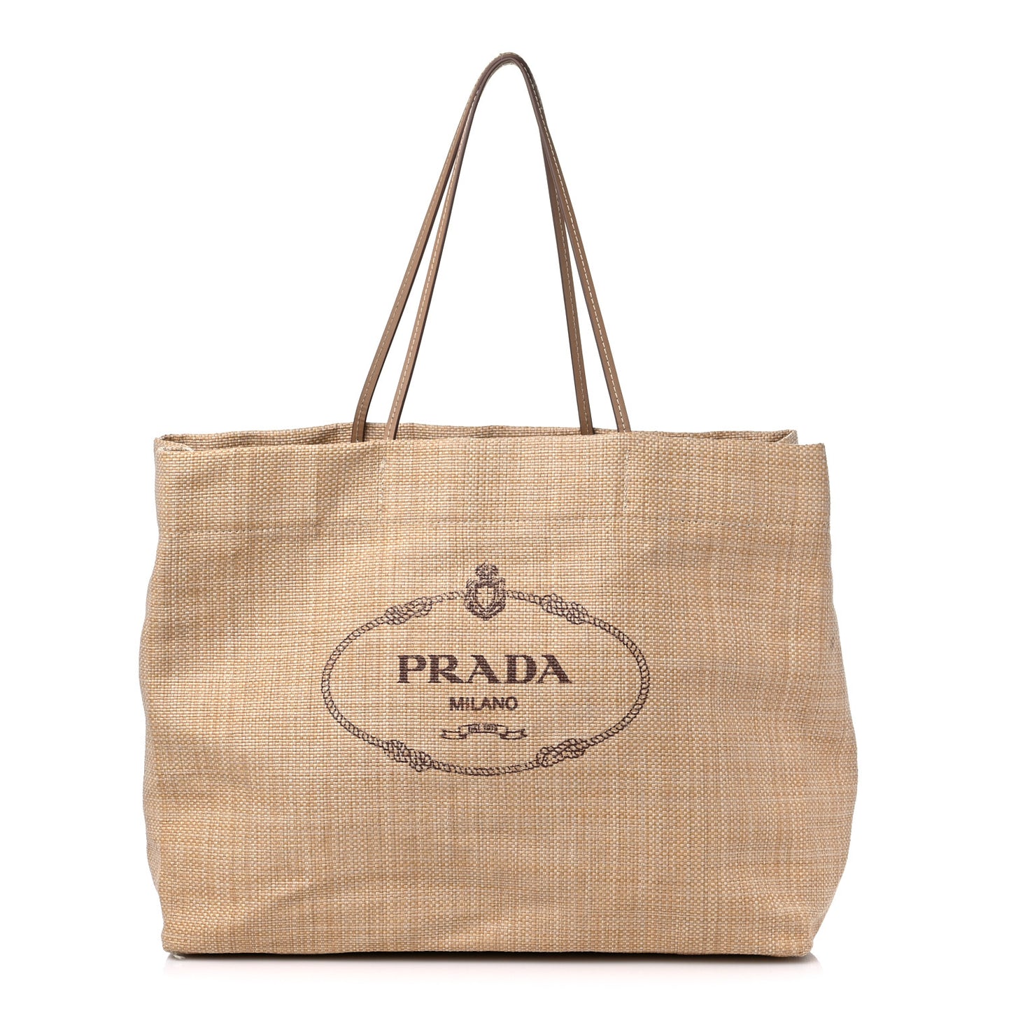 Raffia Logo Tote Naturale