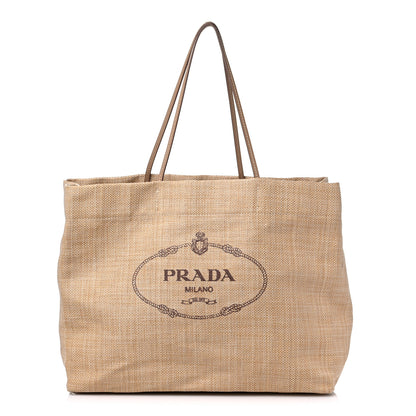 Prada Raffia Logo Tote Naturale 1 of 11