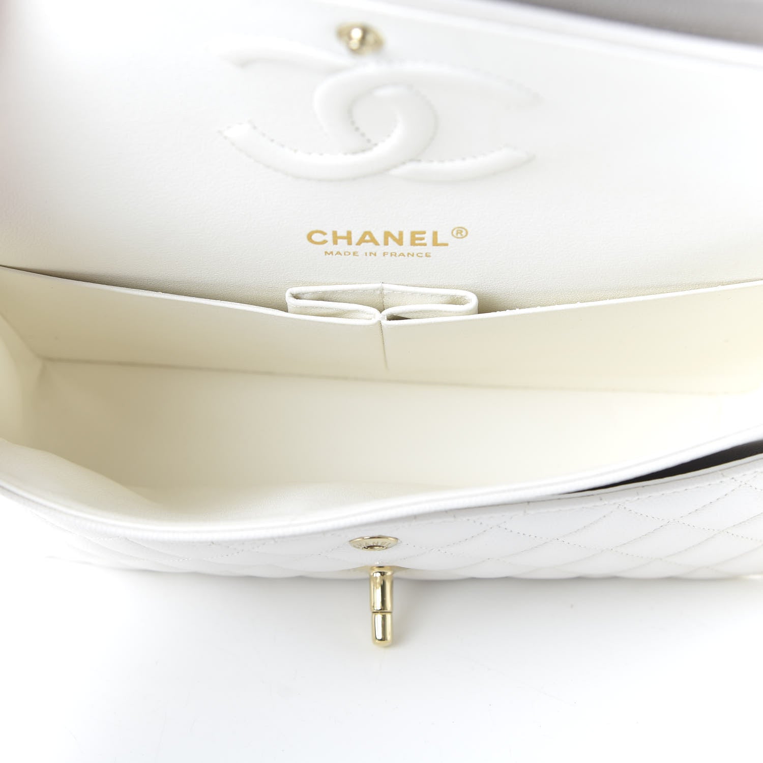 Chanel Caviar Quilted Medium Double Flap White 5 of 11