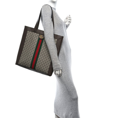 Gucci GG Supreme Monogram Web Large Ophidia Vertical Shopping Tote Brown 2 of 11