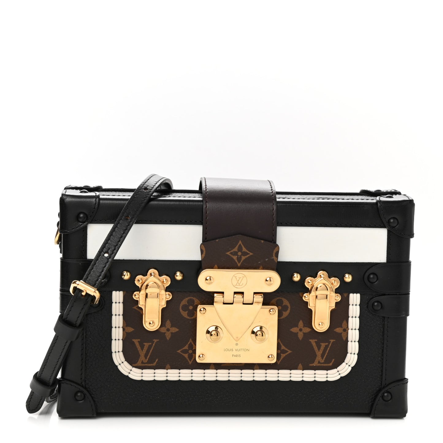 Monogram Calfskin Petite Malle Black White