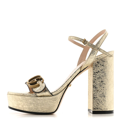 Gucci Galassia GG Marmont Ankle Wrap 30/115mm Platform Sandals 36.5 Platino 1 of 12